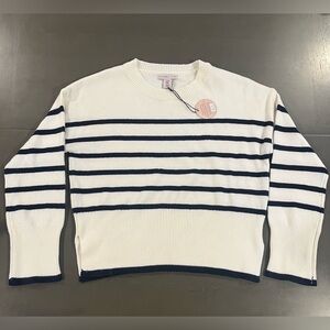 Sincerely Jules White and Navy Striped oversized Sweater